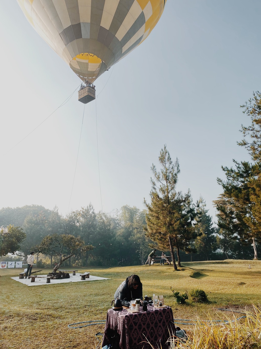brewing coffee with the hot air balloon